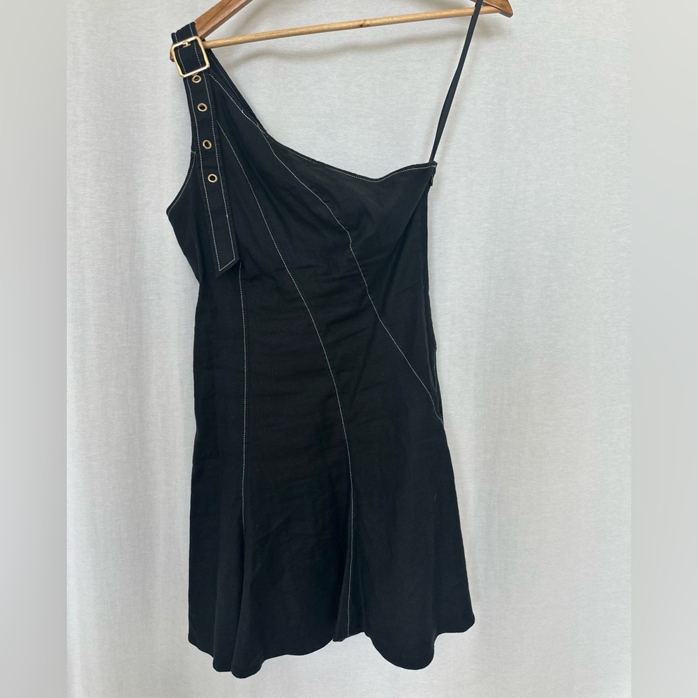 Anthropologie Black Asymmetrical Dress with Strap Detail